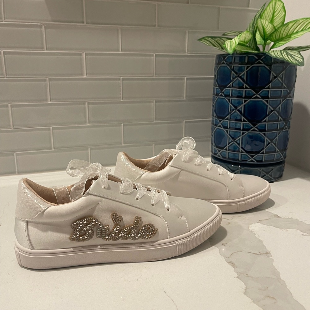 Satin & Sparkly Bride Sneakers - Picture 3 of 7